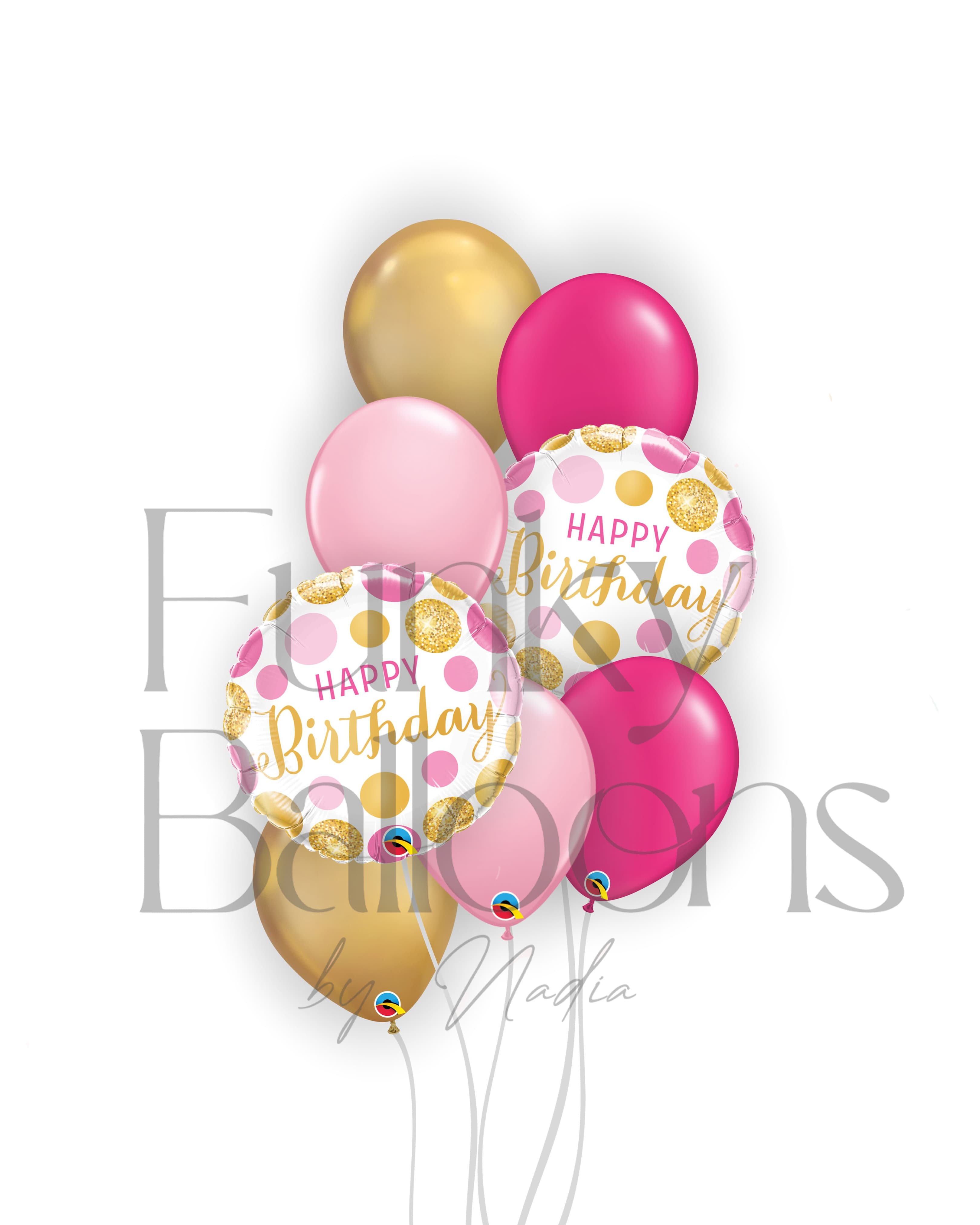 Happy Birthday - Fuchsia, Gold & Pink