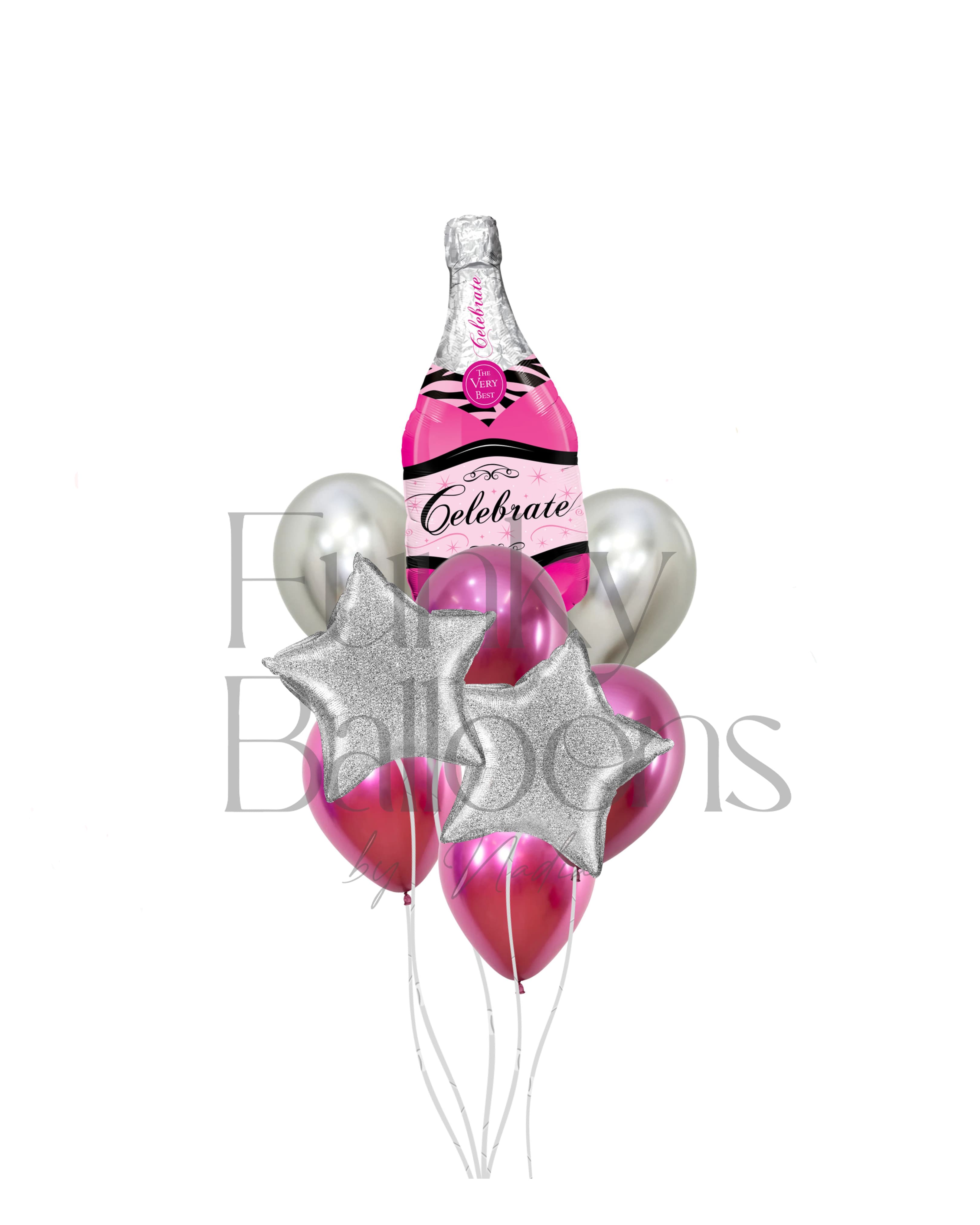 Pink Wine Bottle with Silver