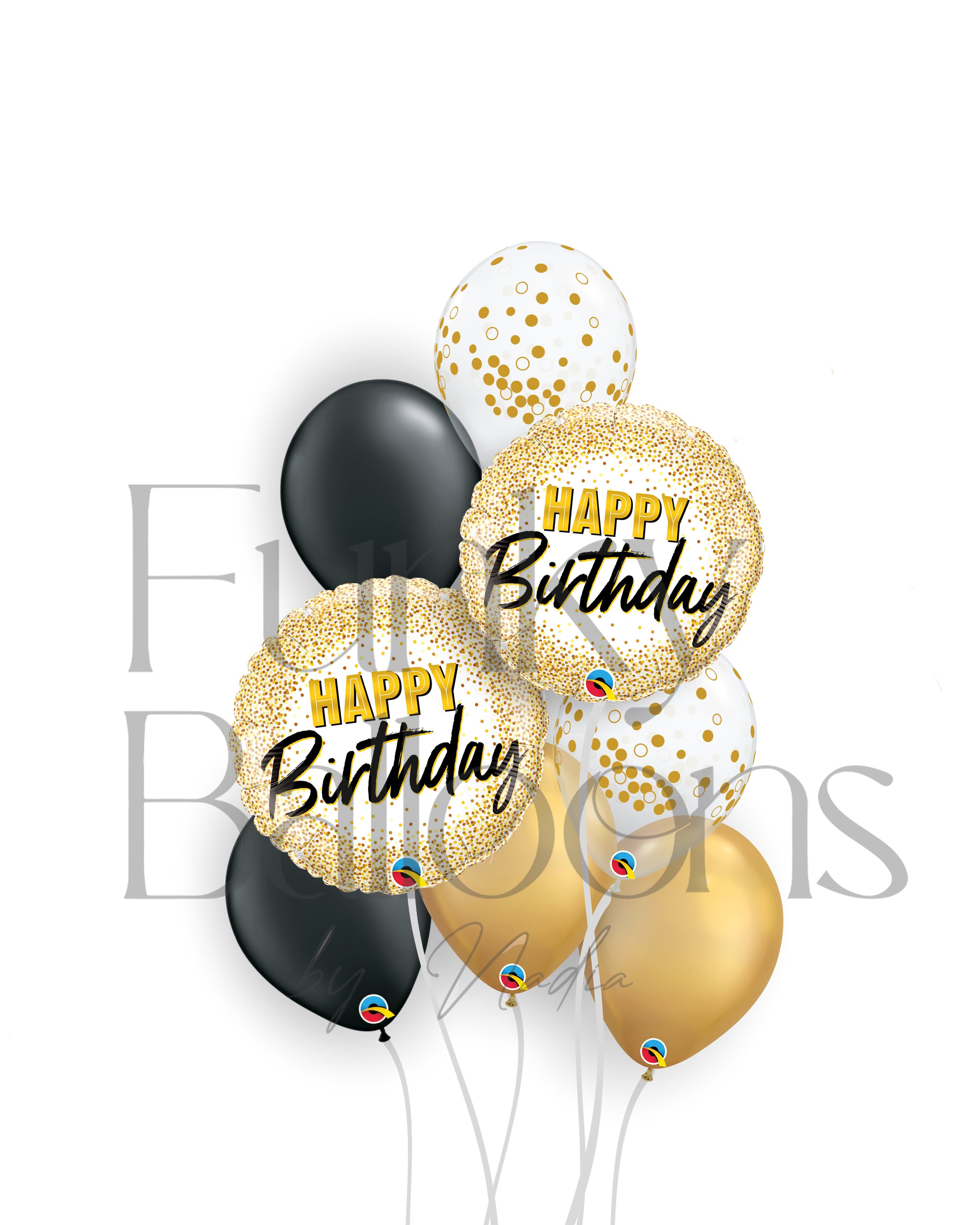 Black, Gold & Confetti Happy Birthday Set