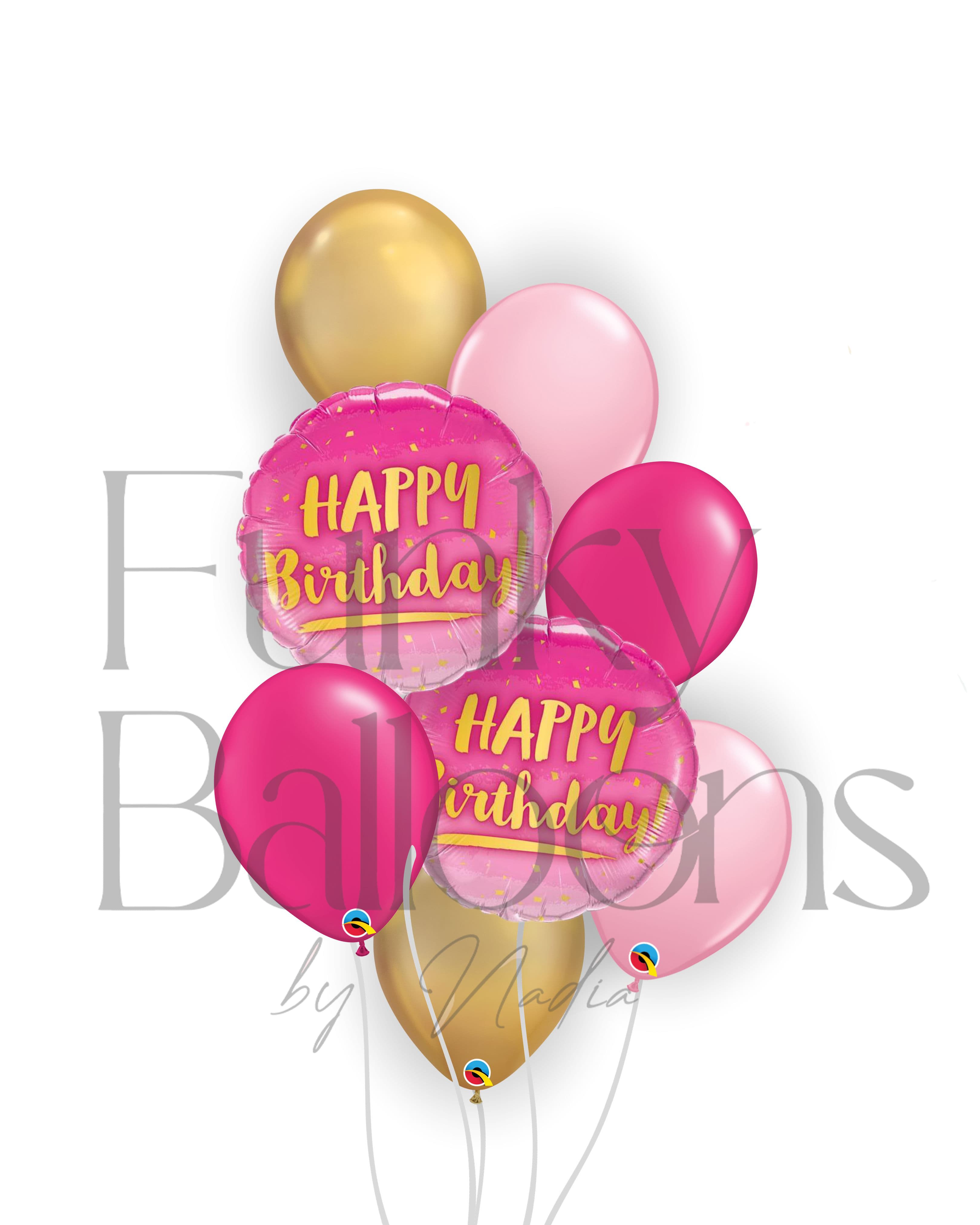 Gold & Pink Ombre Happy Birthday Set