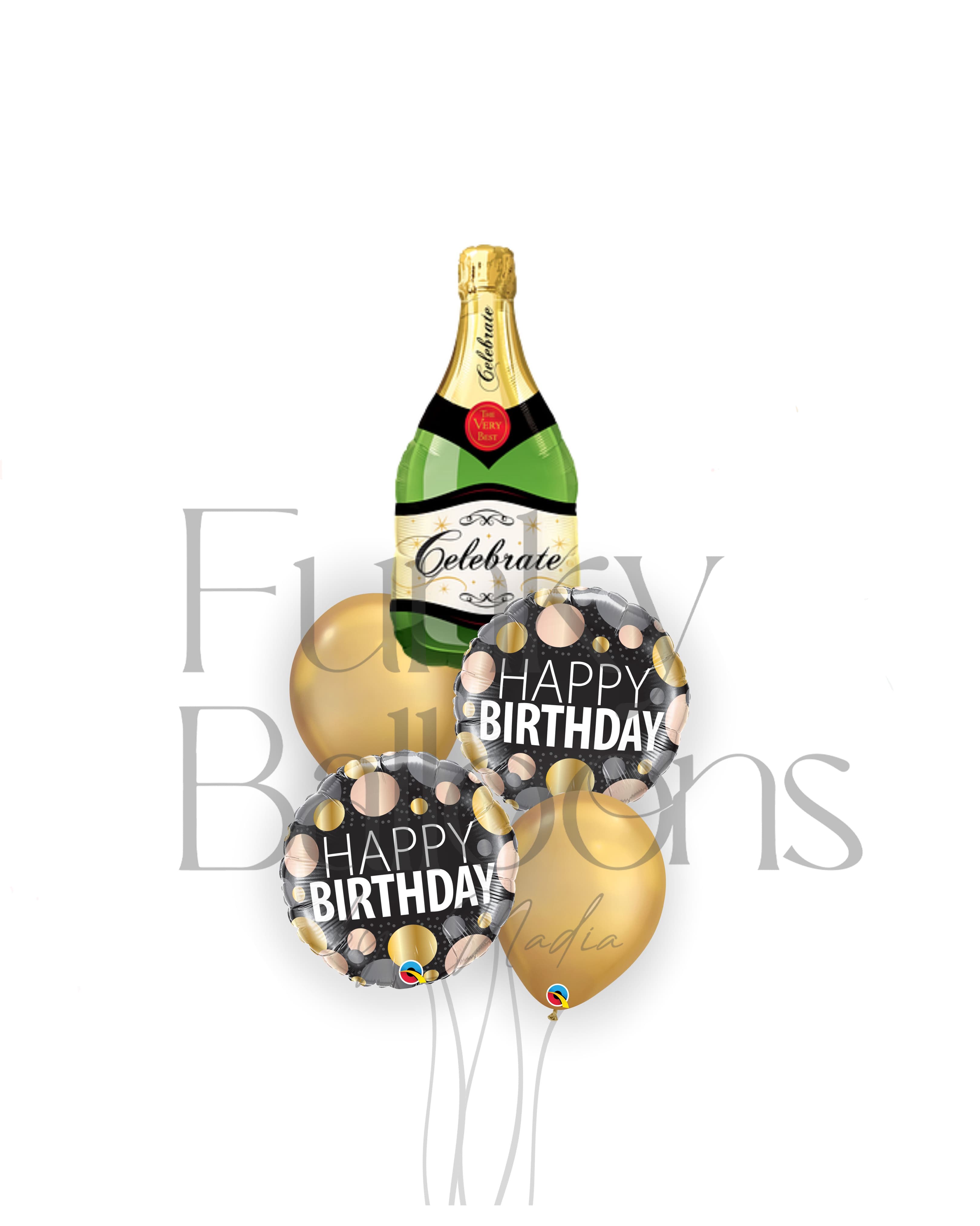 Champagne Gold & Pink Gold Polka  Happy Birthday 